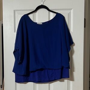 JOSEPH A Layered Chiffon Blouse in Royal Blue